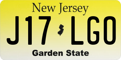 NJ license plate J17LGO
