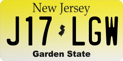 NJ license plate J17LGW