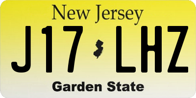 NJ license plate J17LHZ
