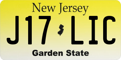 NJ license plate J17LIC