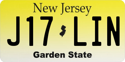 NJ license plate J17LIN