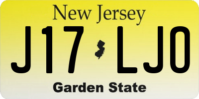 NJ license plate J17LJO