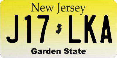 NJ license plate J17LKA