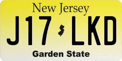 NJ license plate J17LKD