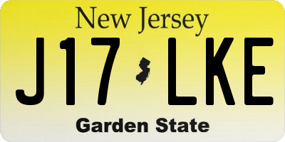 NJ license plate J17LKE