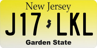 NJ license plate J17LKL