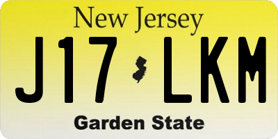 NJ license plate J17LKM