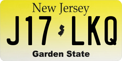 NJ license plate J17LKQ