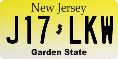 NJ license plate J17LKW