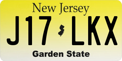 NJ license plate J17LKX