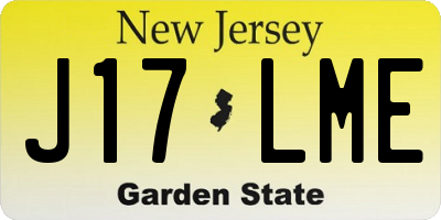 NJ license plate J17LME