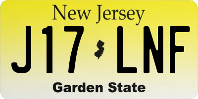 NJ license plate J17LNF