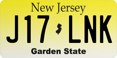 NJ license plate J17LNK