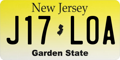 NJ license plate J17LOA