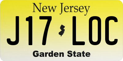 NJ license plate J17LOC