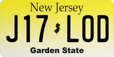 NJ license plate J17LOD