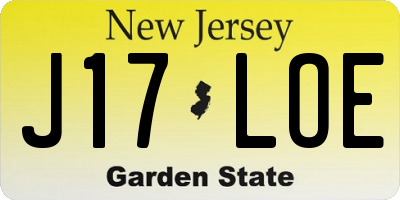NJ license plate J17LOE