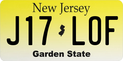 NJ license plate J17LOF
