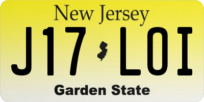 NJ license plate J17LOI