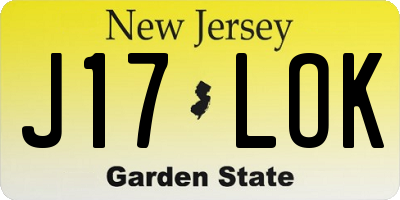 NJ license plate J17LOK