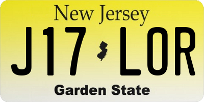 NJ license plate J17LOR