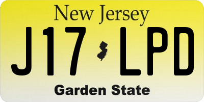 NJ license plate J17LPD