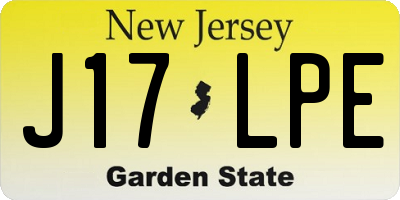 NJ license plate J17LPE