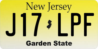 NJ license plate J17LPF