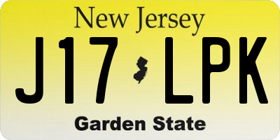 NJ license plate J17LPK