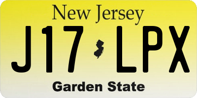 NJ license plate J17LPX