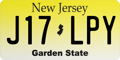 NJ license plate J17LPY