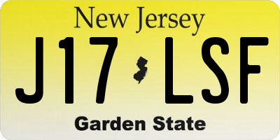 NJ license plate J17LSF