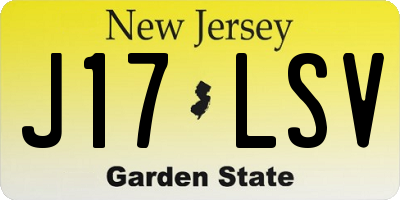NJ license plate J17LSV