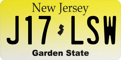 NJ license plate J17LSW