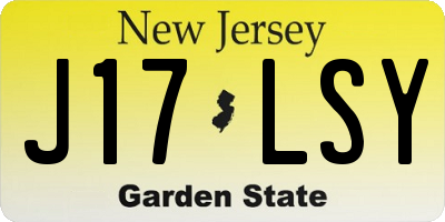 NJ license plate J17LSY