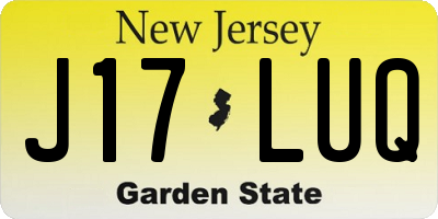 NJ license plate J17LUQ