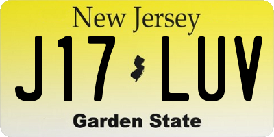 NJ license plate J17LUV