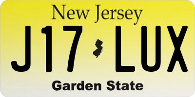 NJ license plate J17LUX