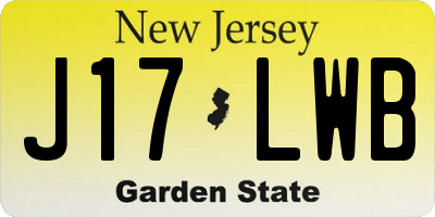 NJ license plate J17LWB