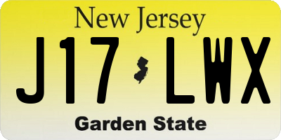 NJ license plate J17LWX