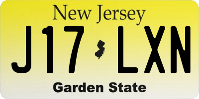 NJ license plate J17LXN