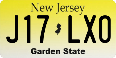 NJ license plate J17LXO