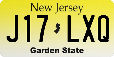 NJ license plate J17LXQ