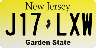 NJ license plate J17LXW