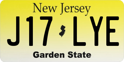 NJ license plate J17LYE