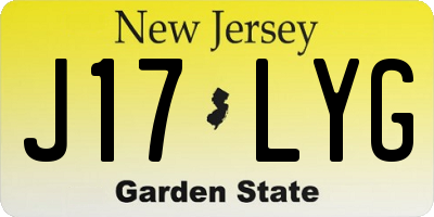 NJ license plate J17LYG