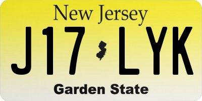 NJ license plate J17LYK