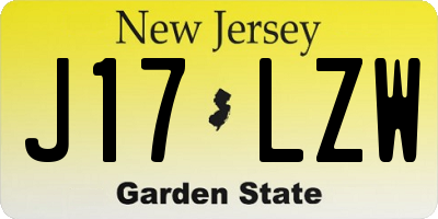 NJ license plate J17LZW