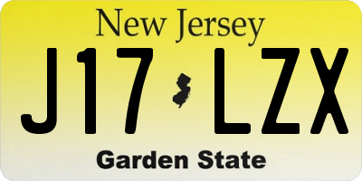 NJ license plate J17LZX