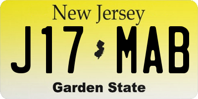 NJ license plate J17MAB